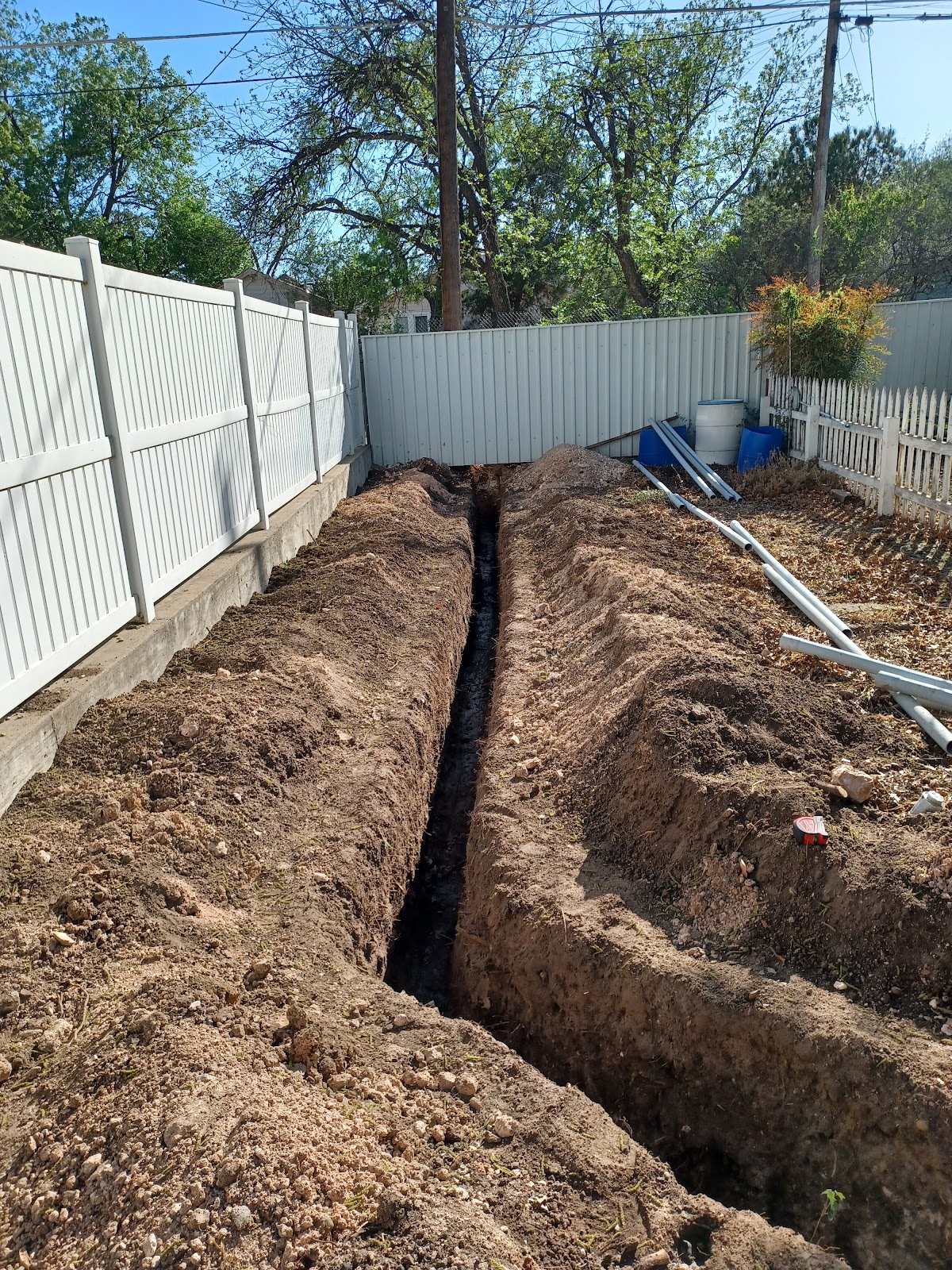 Underground electrical trenching in a residential yard